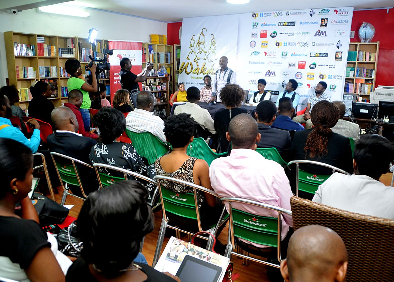 Cross section of guests, reporters and partners at Wakaa the Musical goes to London Press Conference
